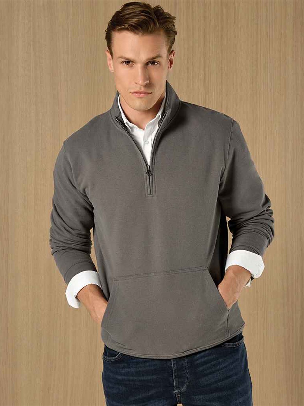 K339 KK339 Kustom Kit Regular Fit 1/4 Zip Piqué Sweatshirt Image 1