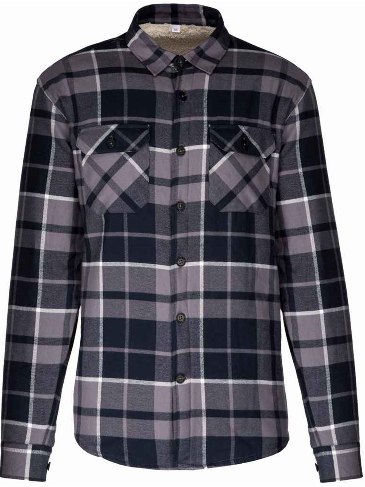 KB579 K579 Kariban Sherpa Lined Checked Shirt Jacket Image 1