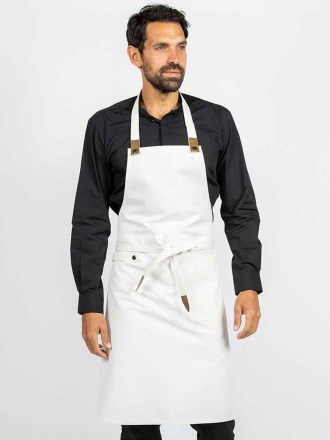 LE024 DF160 Le Chef Canvas Apron with Leather Tabs