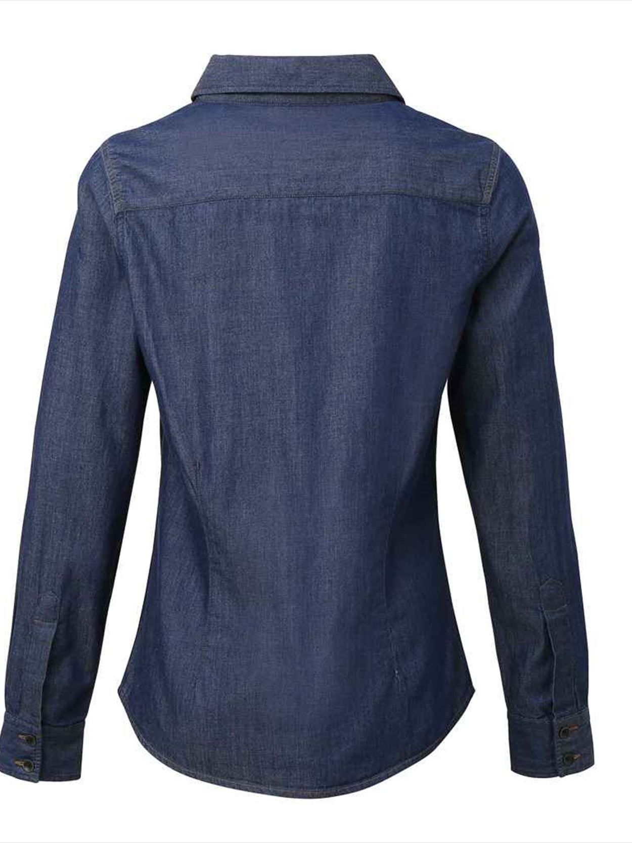 PR322 Premier Ladies Jeans Stitch Denim Shirt Image 2