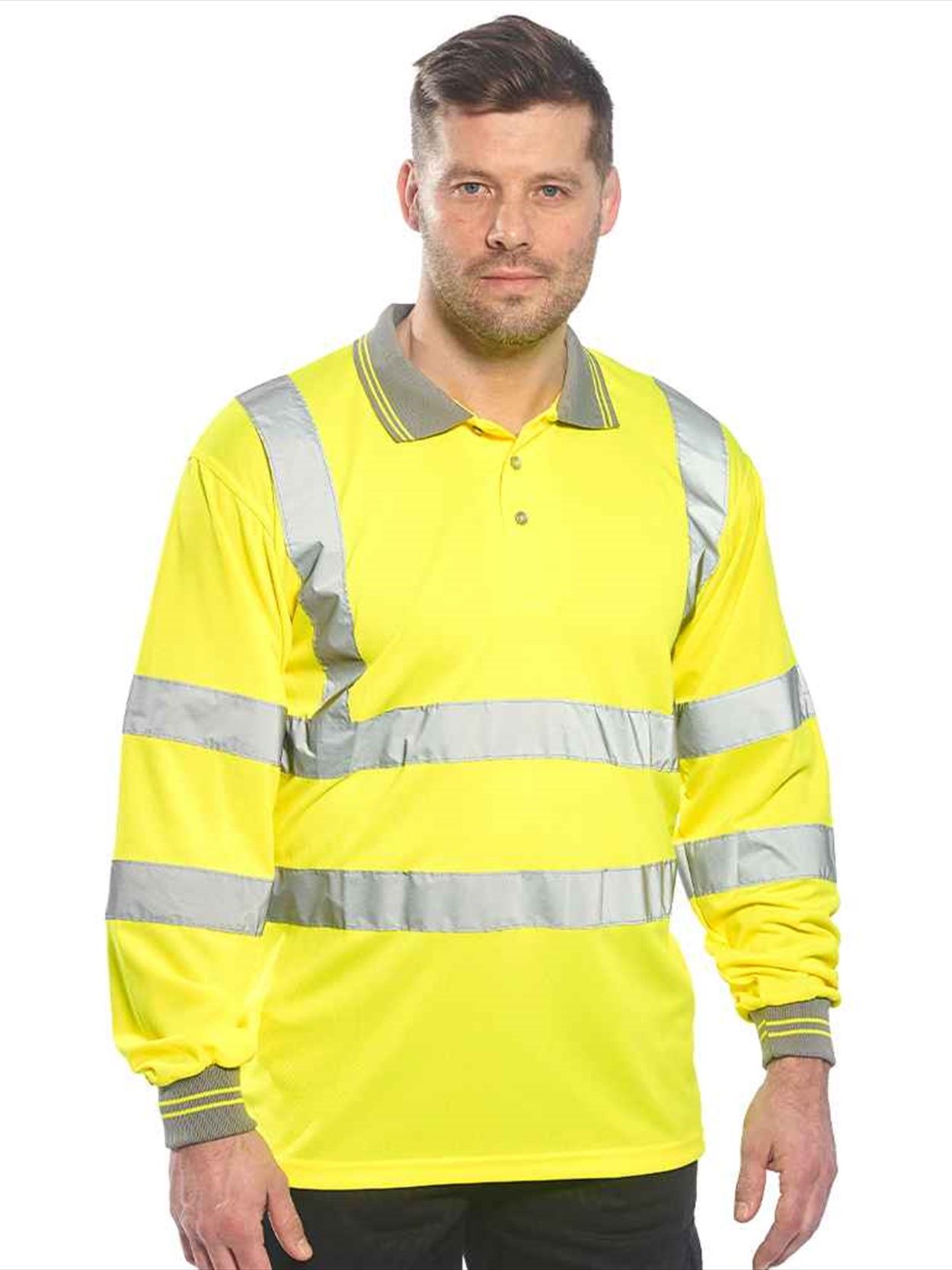 PW059 S277 Portwest Hi-Vis Long Sleeve Polo Shirt Image 1