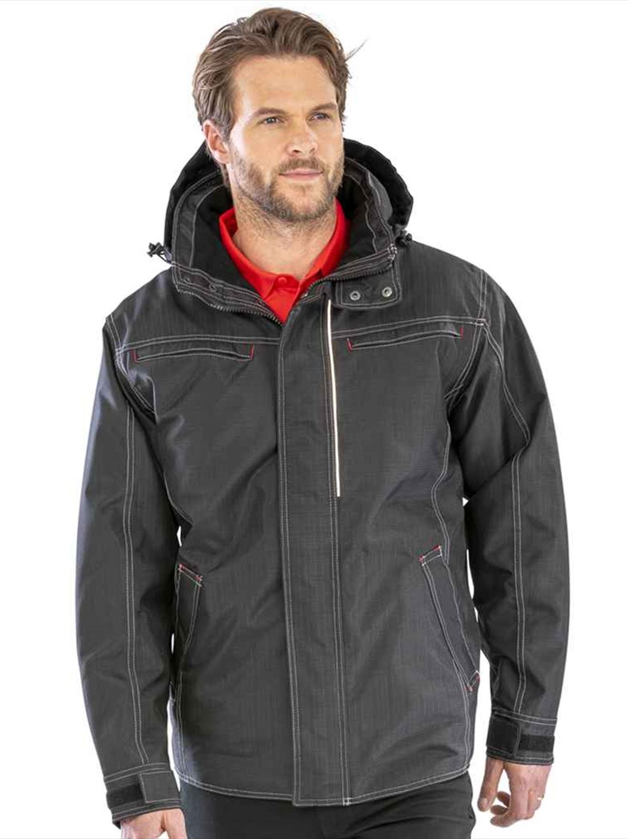 RS326 R326X Result Work-Guard Denim Texture Rugged Jacket Image 1