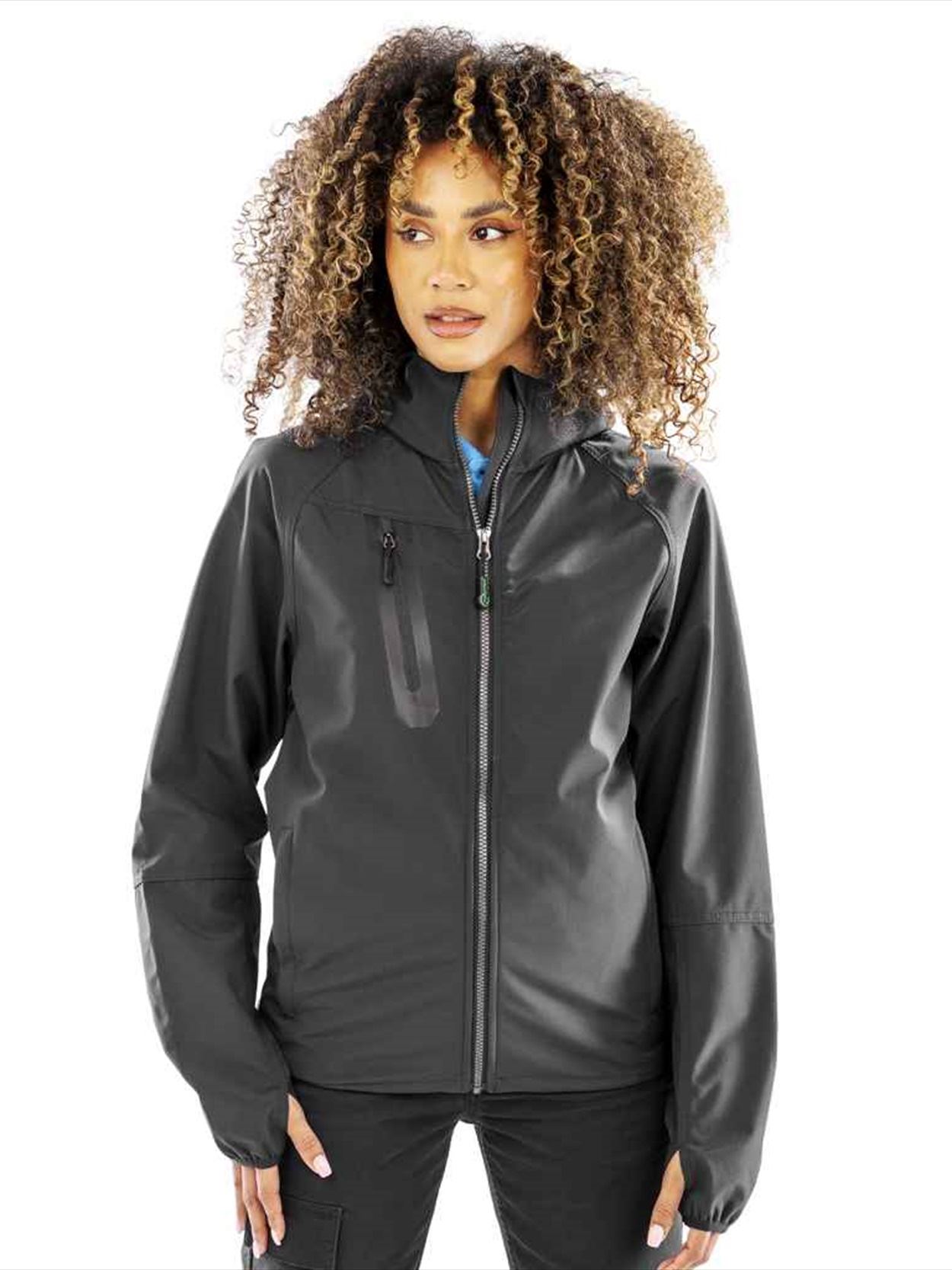 RS909 R909X Result Recycled Three Layer Printable Hooded Soft Shell Jacket Image 1