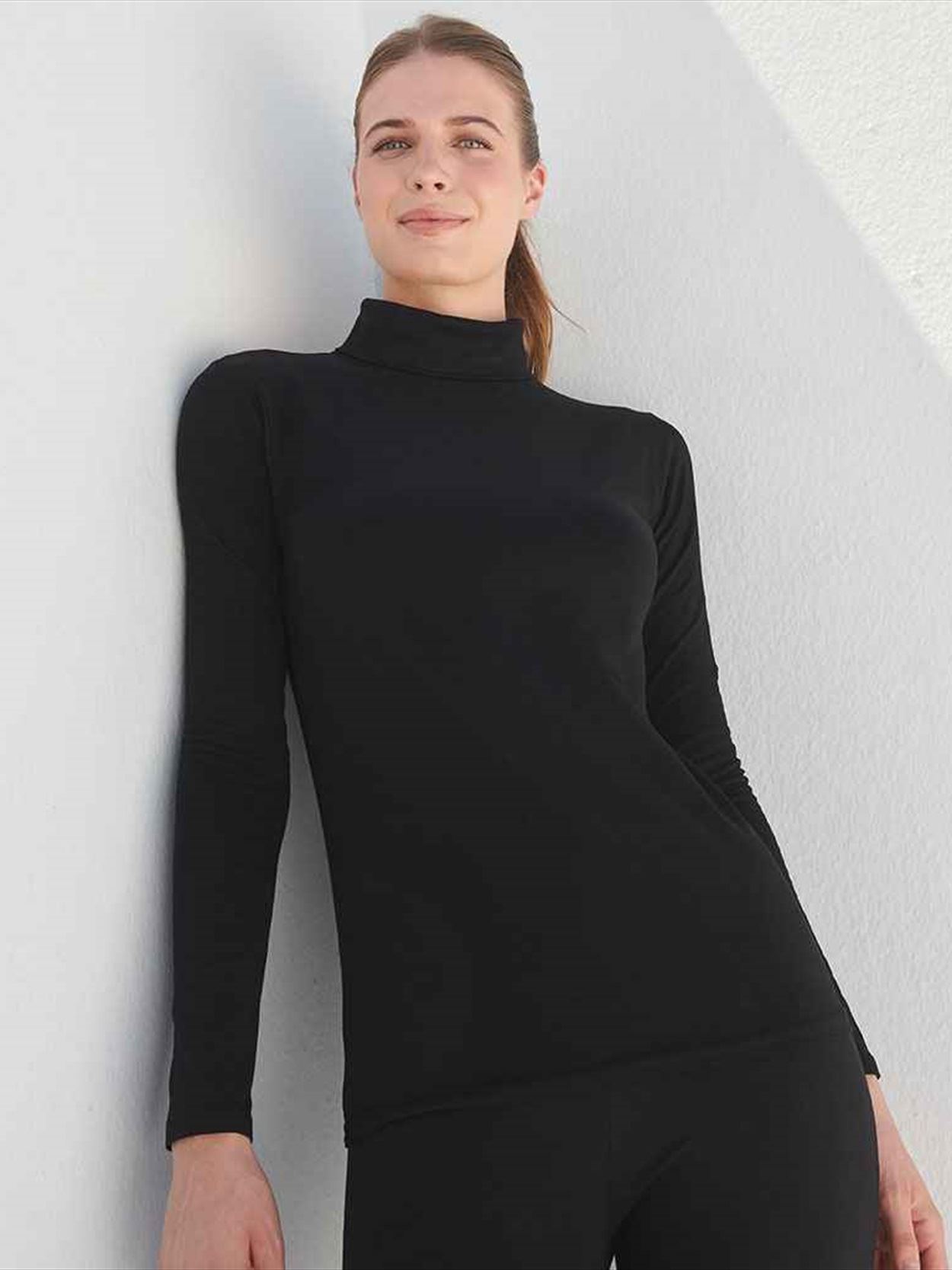 SK125 SF Clothing Ladies Feel Good Stretch Roll Neck T-Shirt Image 1