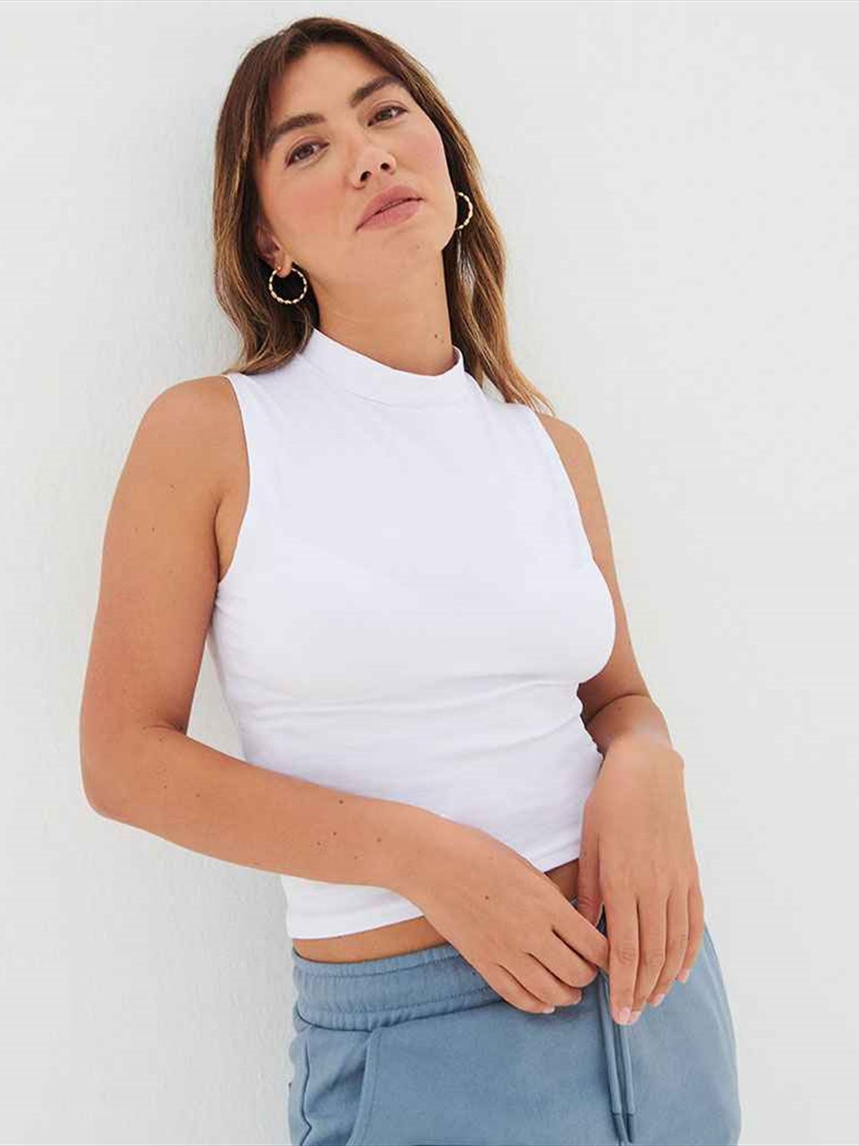SK170 SF Clothing Ladies High Neck Crop Vest Image 2
