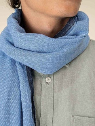 SP146 Spasso Blue Double Striped Scarf