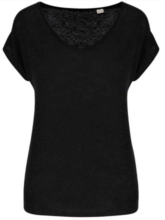 SP321 Spasso Ladies V Neck Linen T-Shirt