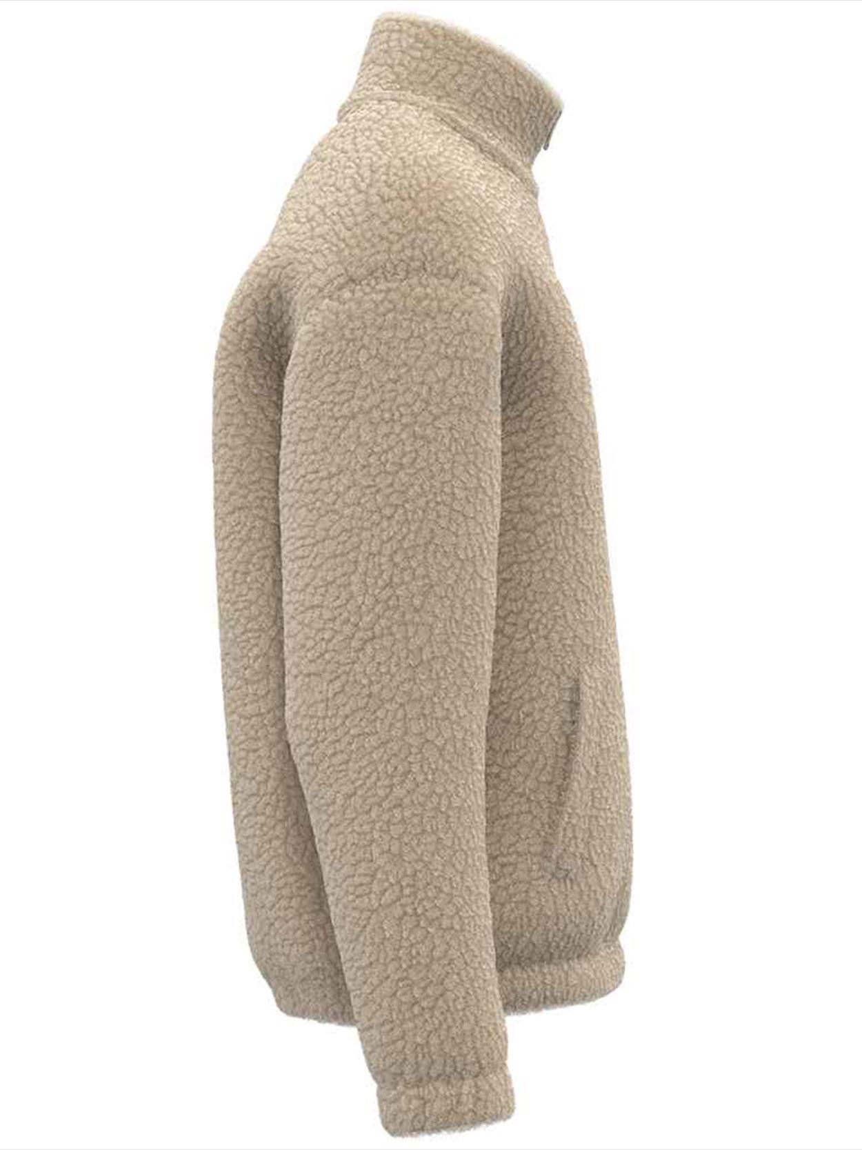 SP404 Spasso Unisex Sherpa Drop Shoulder Full Zip Sweat Jacket Image 3