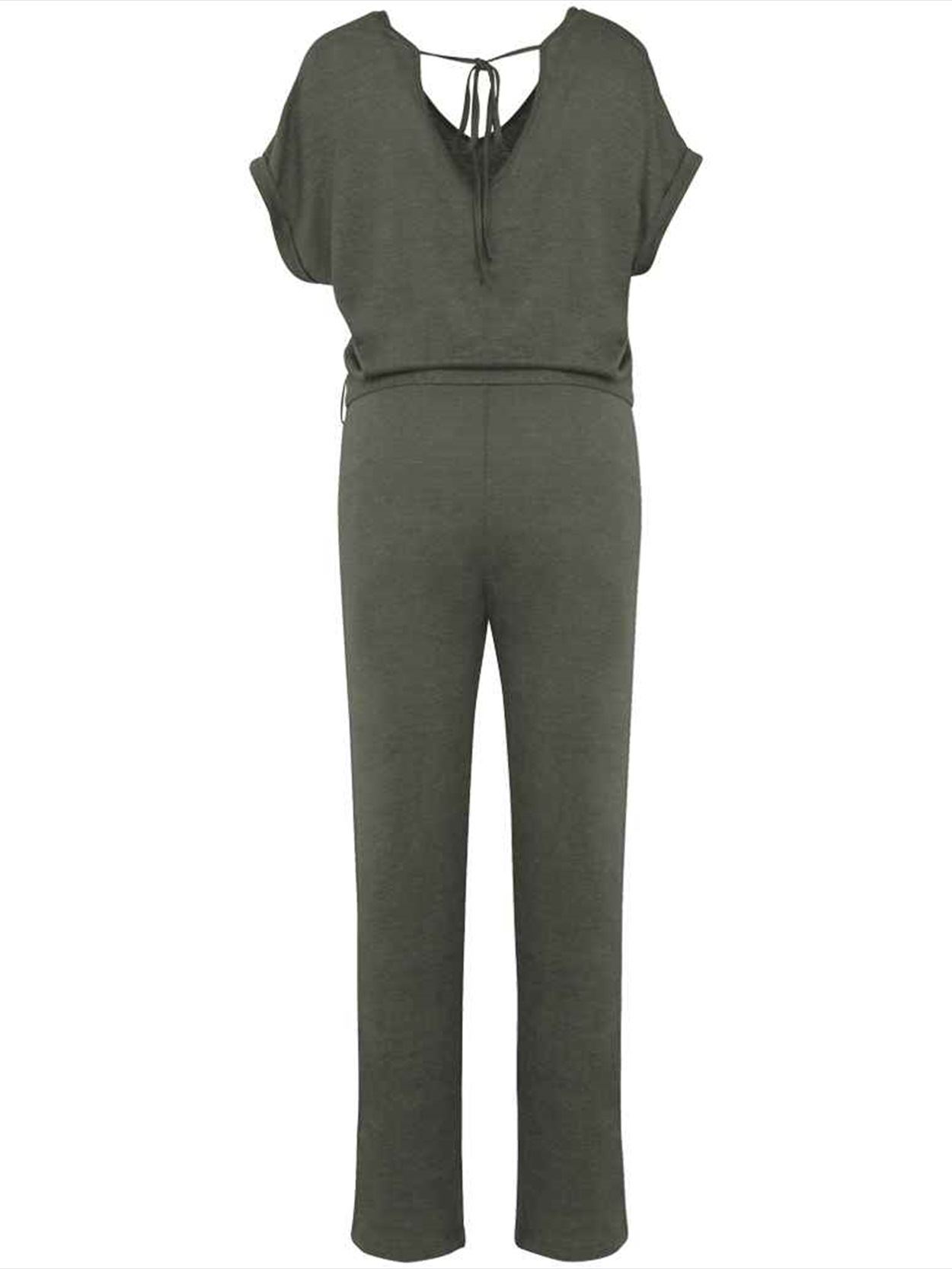 SP5004 Spasso Ladies Short Sleeve Linen Knit Jumpsuit Image 2