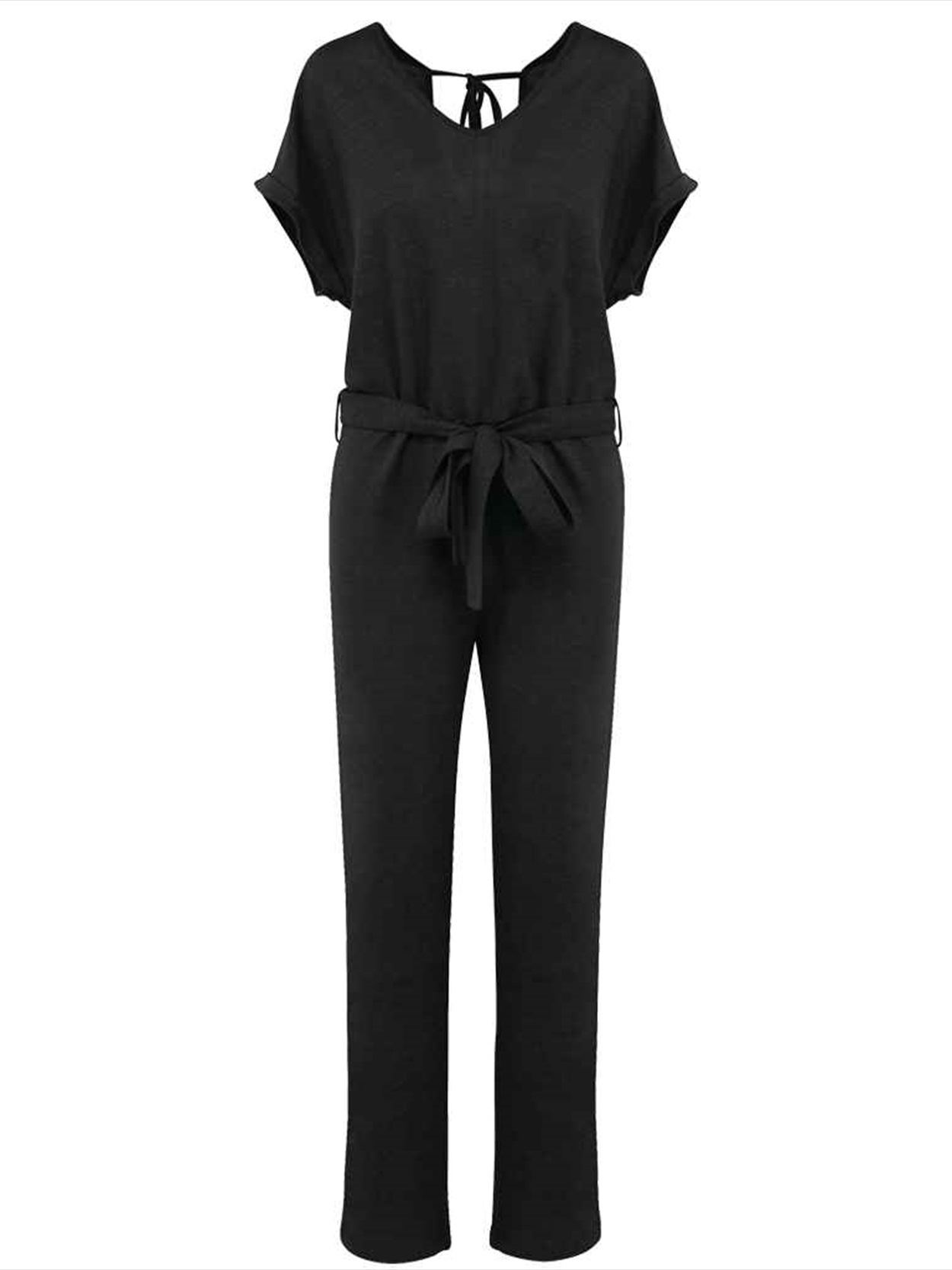 SP5004 Spasso Ladies Short Sleeve Linen Knit Jumpsuit Image 1