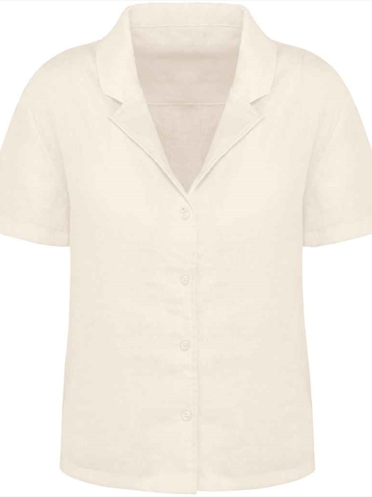 SP523 Spasso Ladies Short Sleeve Linen Bowling Collar Shirt Image 1