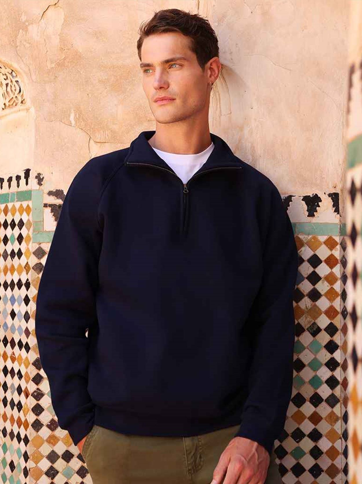 SS154 622880 Fruit of the Loom Iconic Premium Zip Neck Sweatshirt Image 2