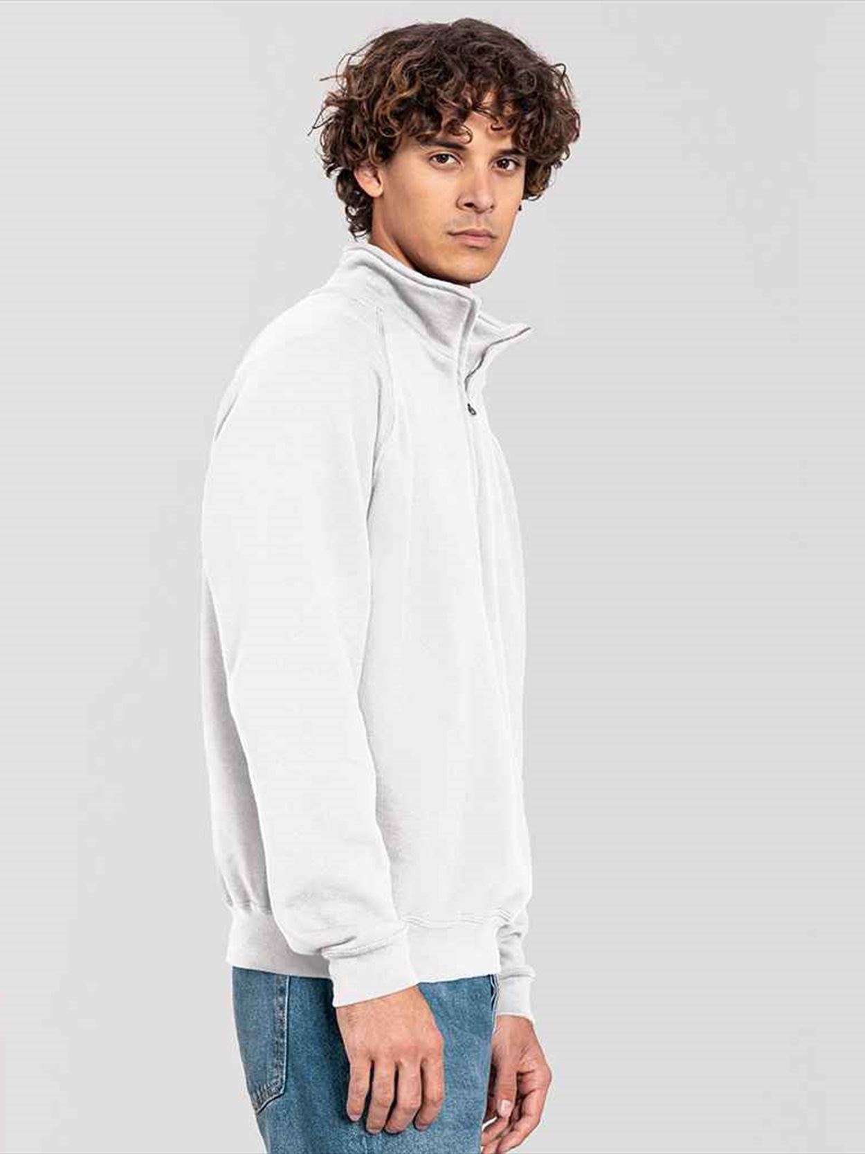SS154 622880 Fruit of the Loom Iconic Premium Zip Neck Sweatshirt Image 1