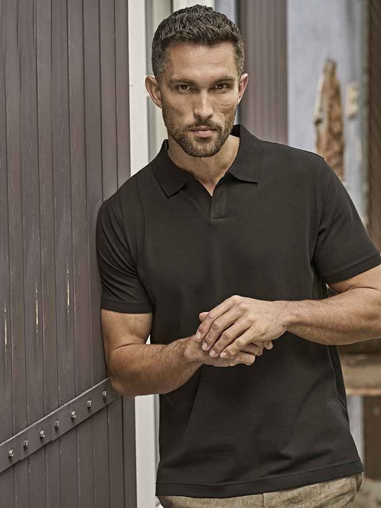 T1404 1404 Tee Jays Luxury Stretch V Neck Polo Shirt Image 1