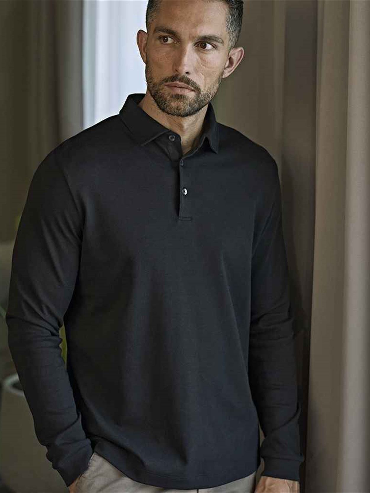 T1442 1442 Tee Jays Pima Cotton Long Sleeve Polo Shirt Image 1