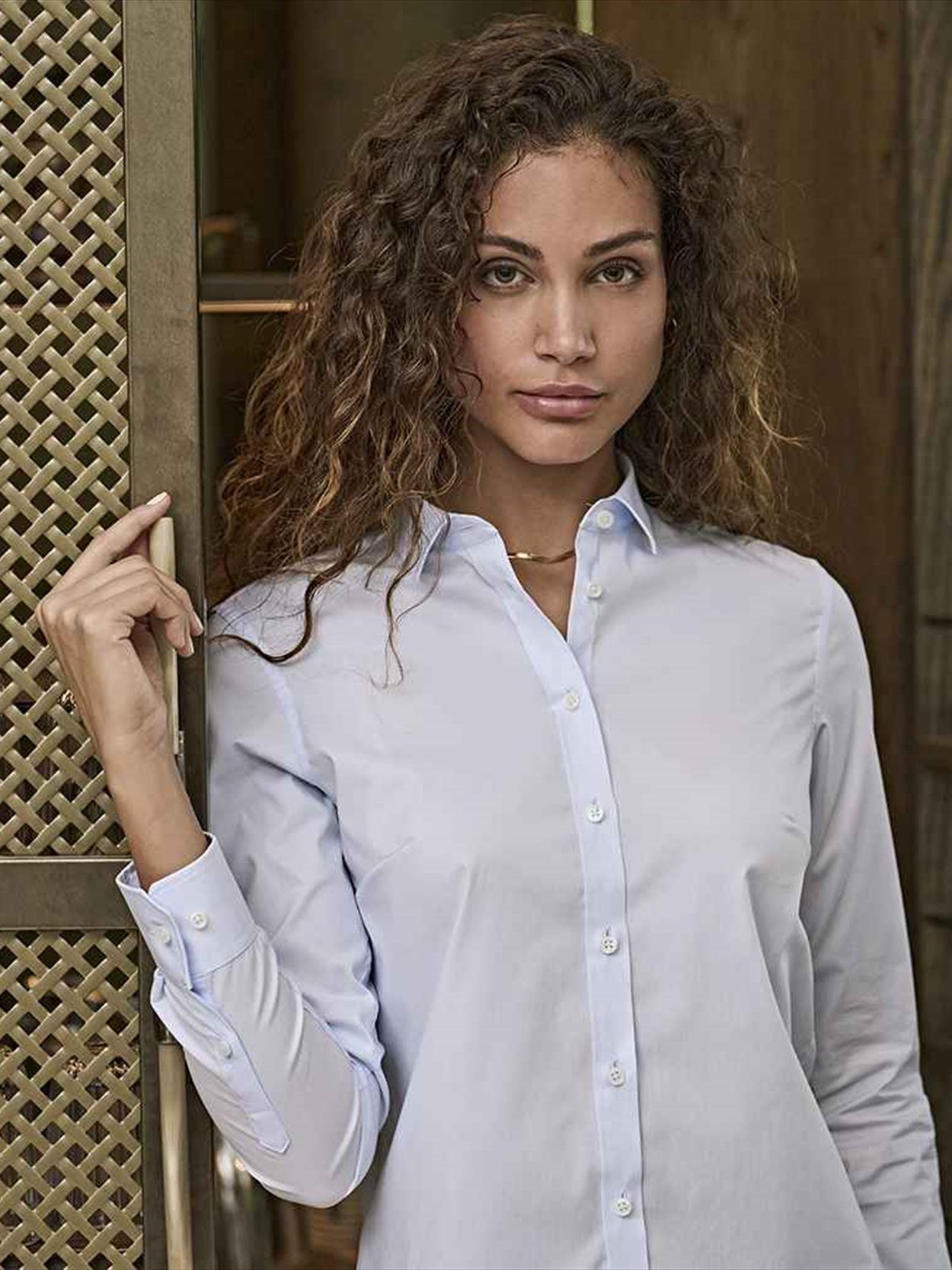 T4025 4025 Tee Jays Ladies Stretch Luxury Long Sleeve Poplin Shirt Image 1