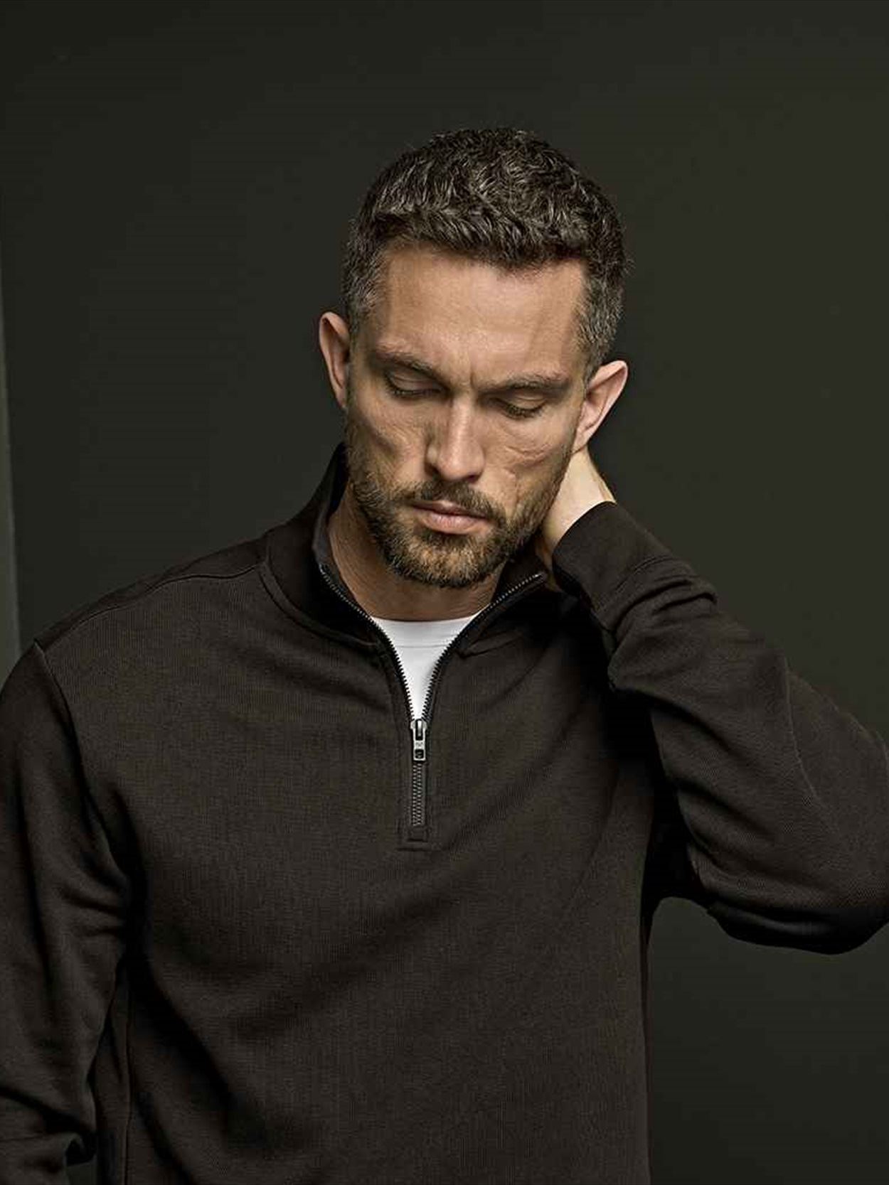 T5506 5506 Tee Jays Ribbed Interlock Half Zip Sweatshirt Image 1
