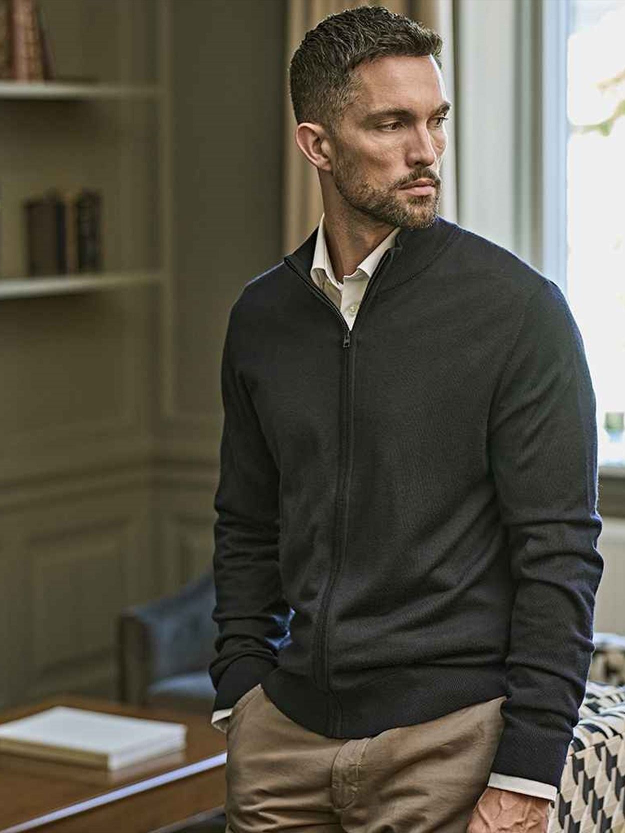 T6012 6012 Tee Jays Knitted Full Zip Sweater Image 1