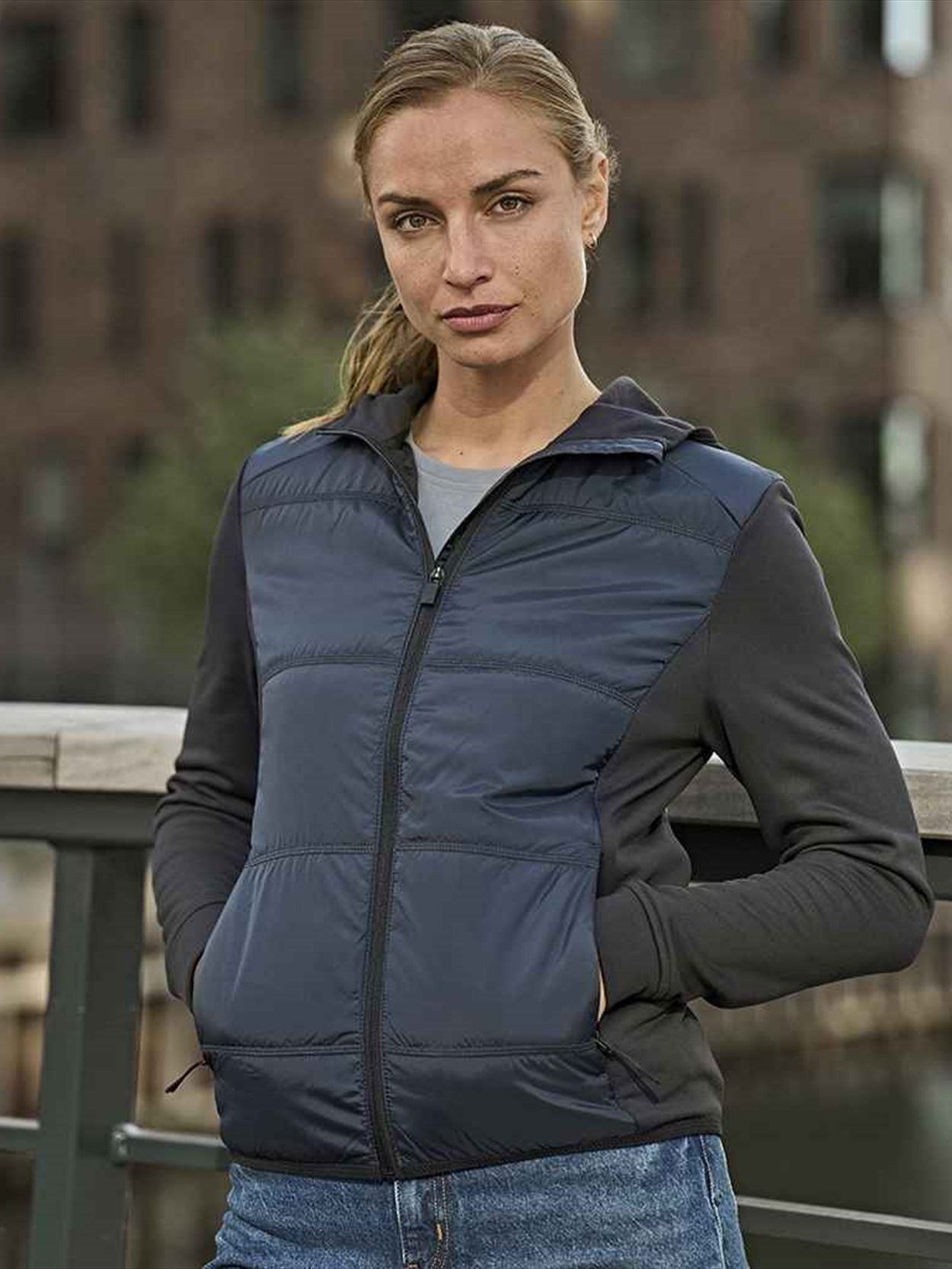 T9113 9113 Tee Jays Ladies Hybrid-Stretch Hooded Jacket Image 1