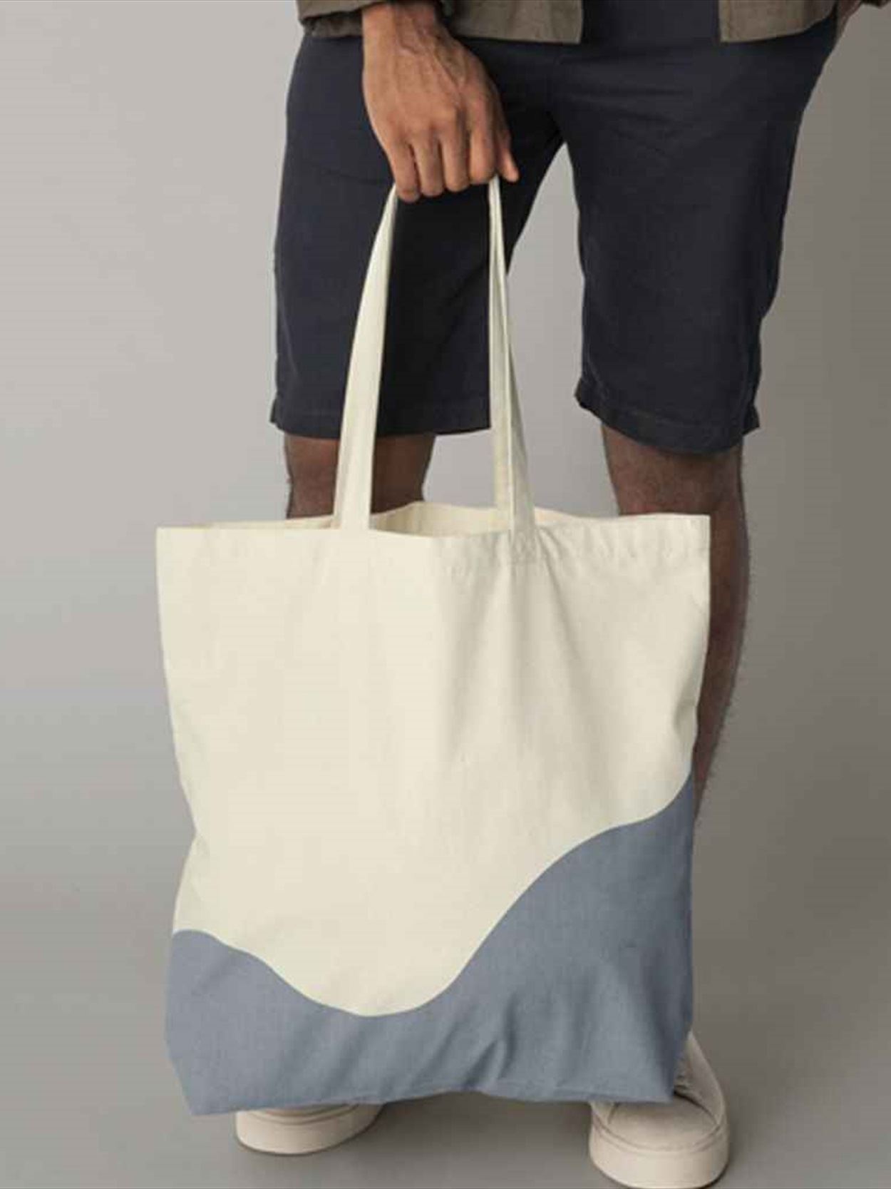 W235 Westford Mill Organic Cotton Wave Print Maxi Tote Bag Image 1