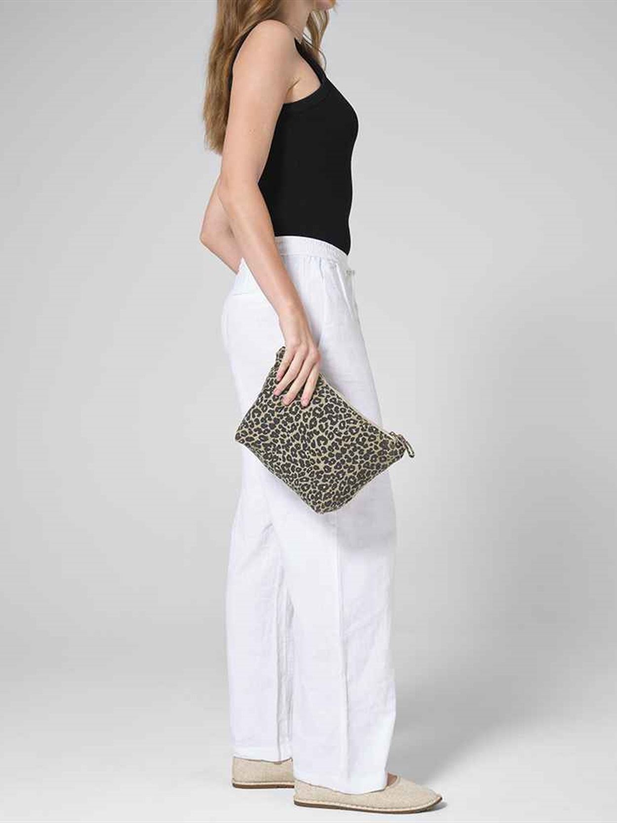 W330 Westford Mill Leopard Print Canvas Accessory Bag Image 1