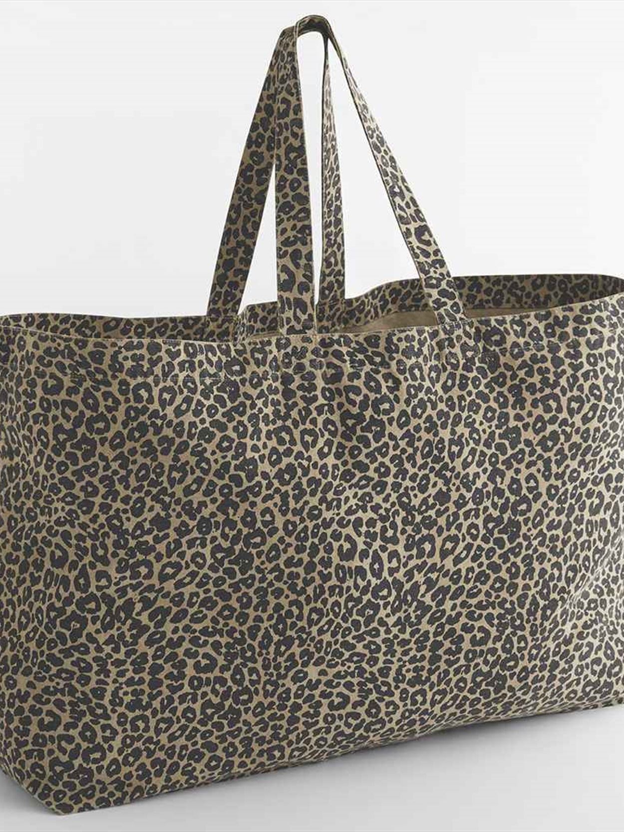 W336 Westford Mill Leopard Print Canvas Oversized Tote Bag Image 2