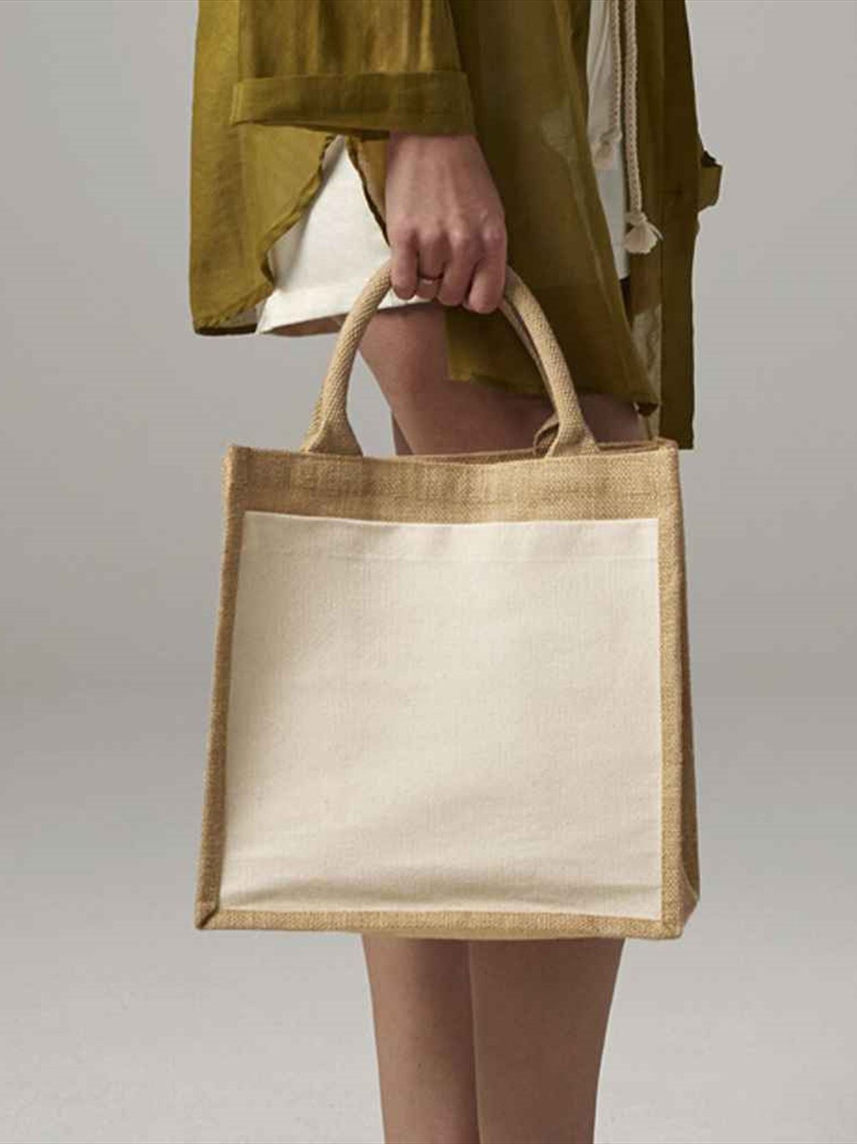 W426 Westford Mill Pocket Jute Midi Tote Bag Image 1