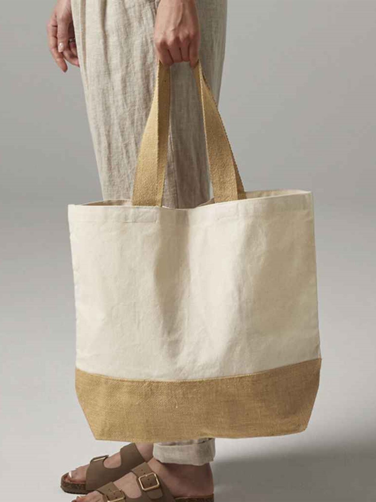 W451 Westford Mill Jute Base Canvas Tote Bag Image 1