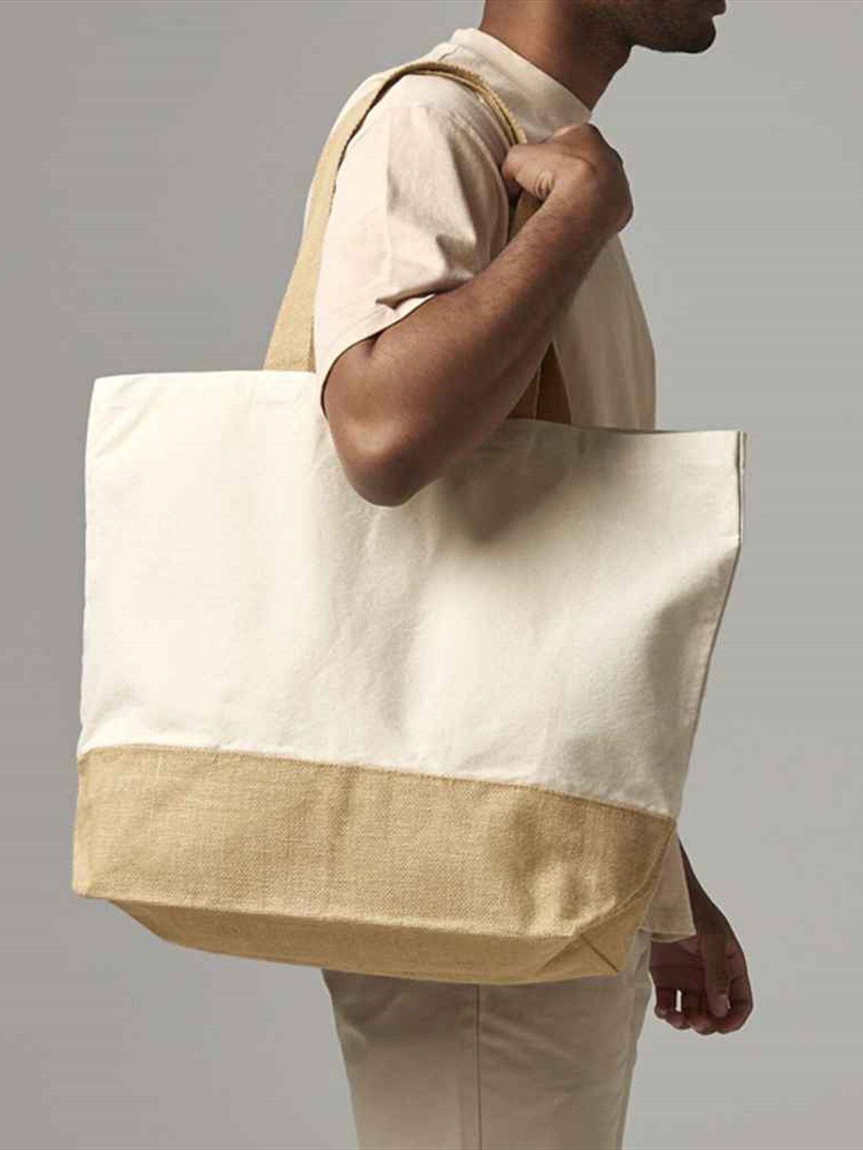 W452 Westford Mill Jute Base Canvas Tote XL Bag Image 1