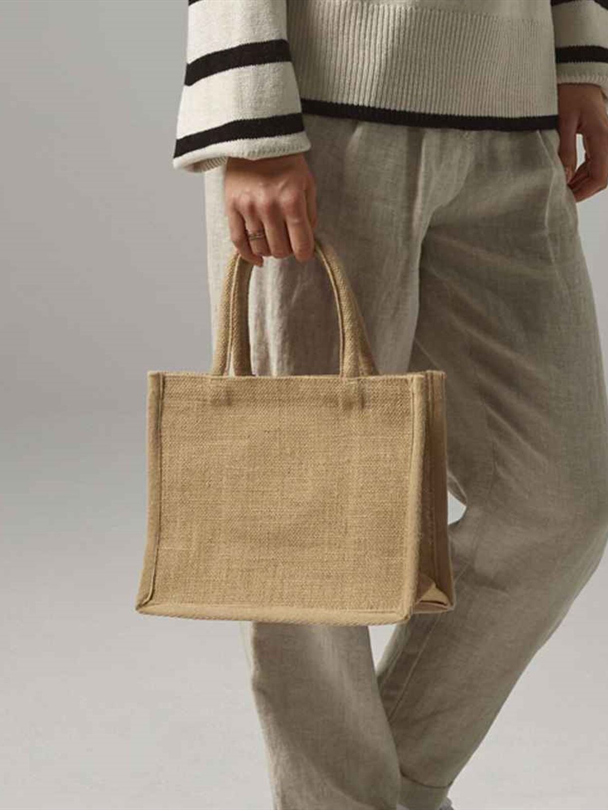 W477 Westford Mill Natural Starched Jute Mini Gift Bag Image 1