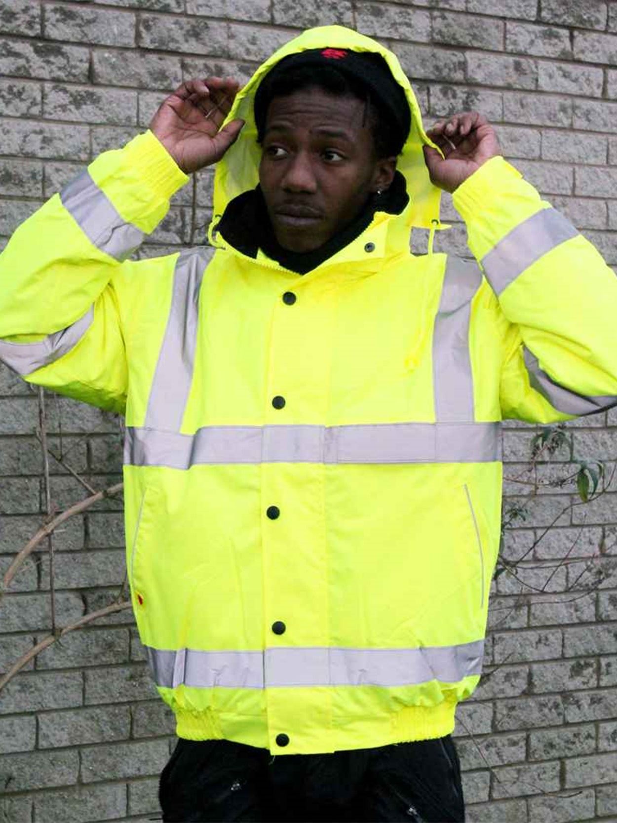 WR006 DWHV10 Warrior Hi-Vis Fleece Lined Bomber Jacket Image 1
