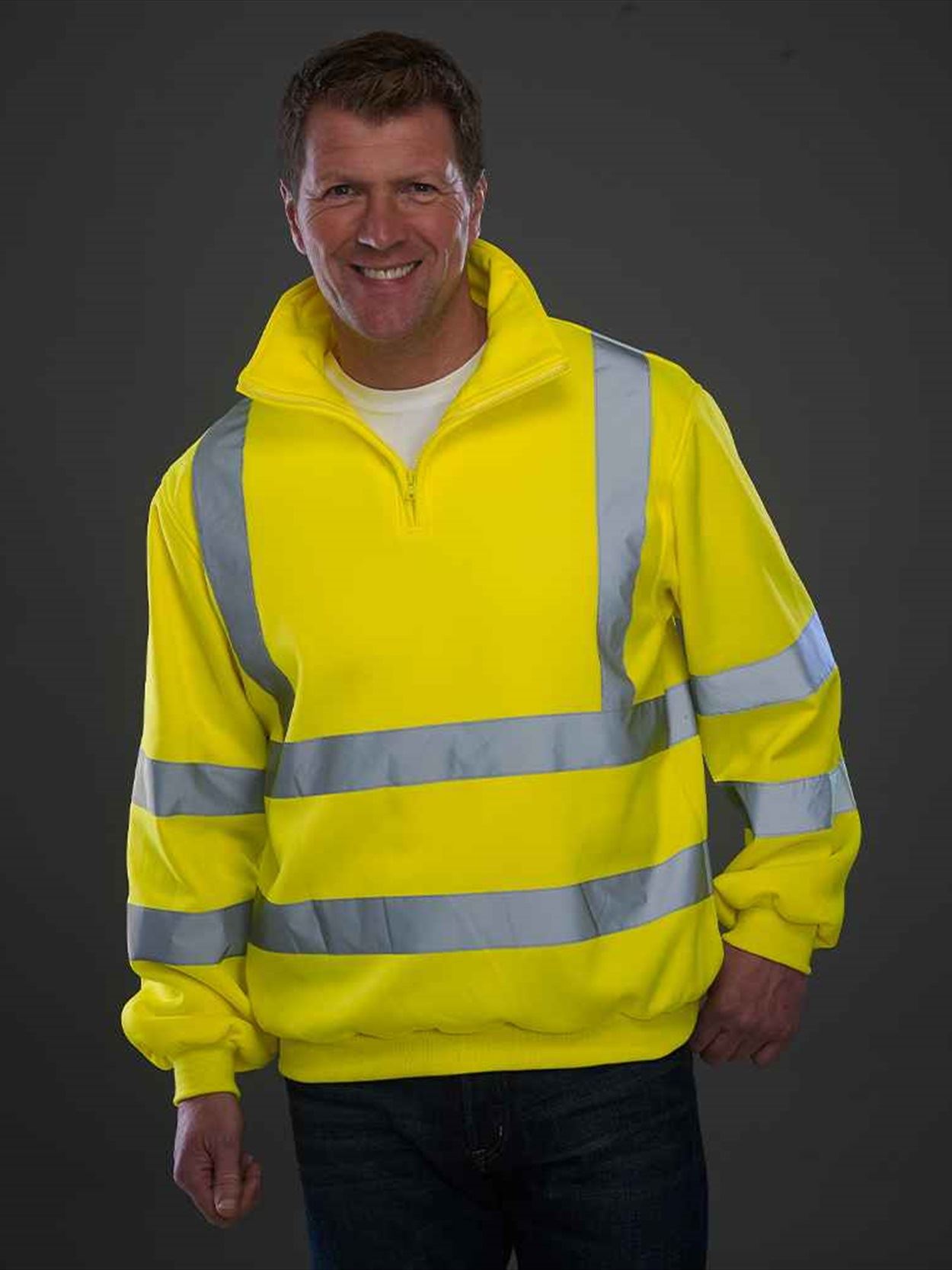 YK033 HVK06 Yoko Hi-Vis Zip Neck Sweatshirt Image 1