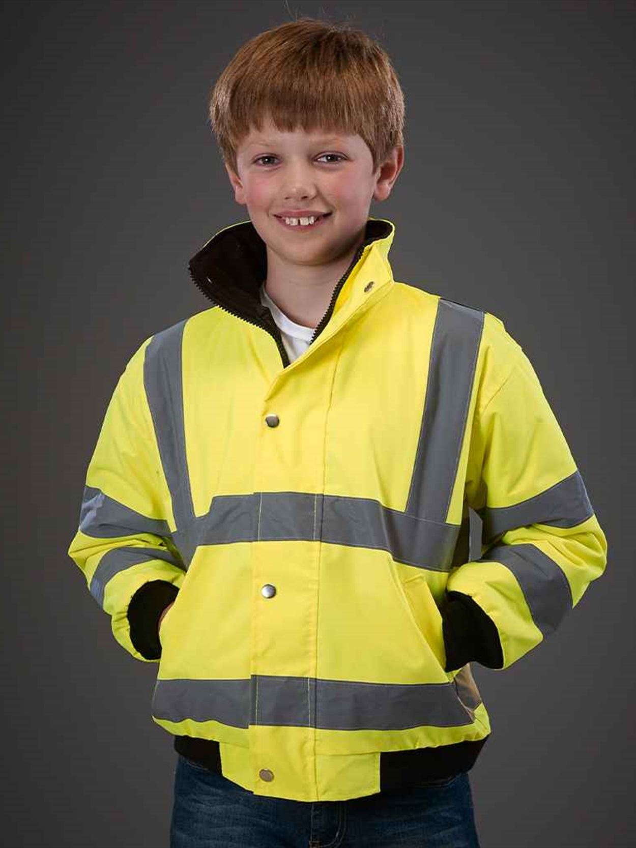 YK200B HVP211CH Yoko Kids Hi-Vis Bomber Jacket Image 1
