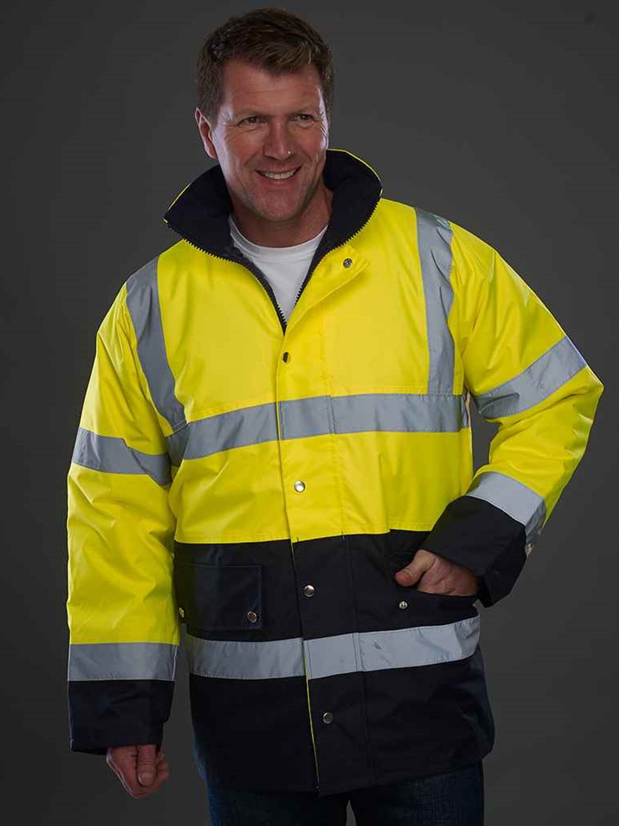 YK204 HVP302 Yoko Hi-Vis Two Tone Motorway Jacket Image 1