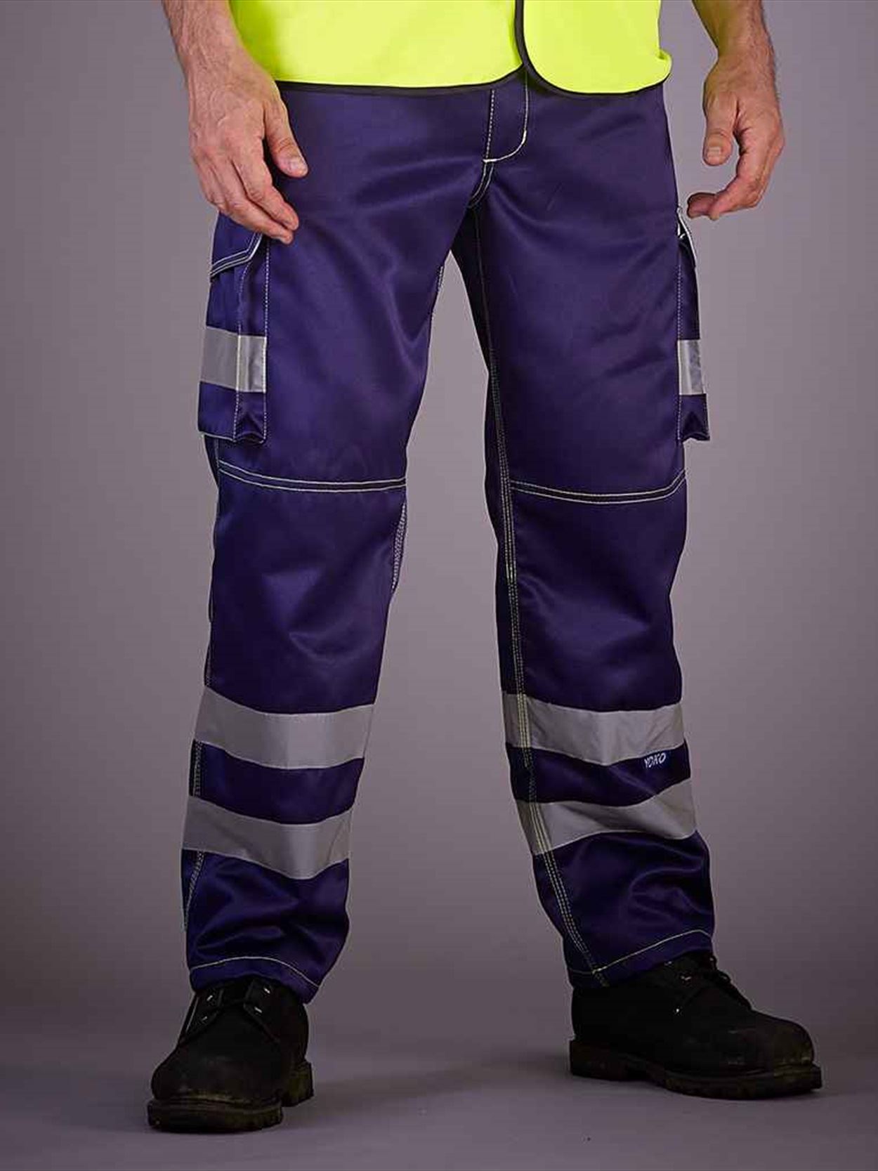 YK301 HV018T Yoko Hi-Vis Cargo Trousers with Knee Pad Pockets Image 1