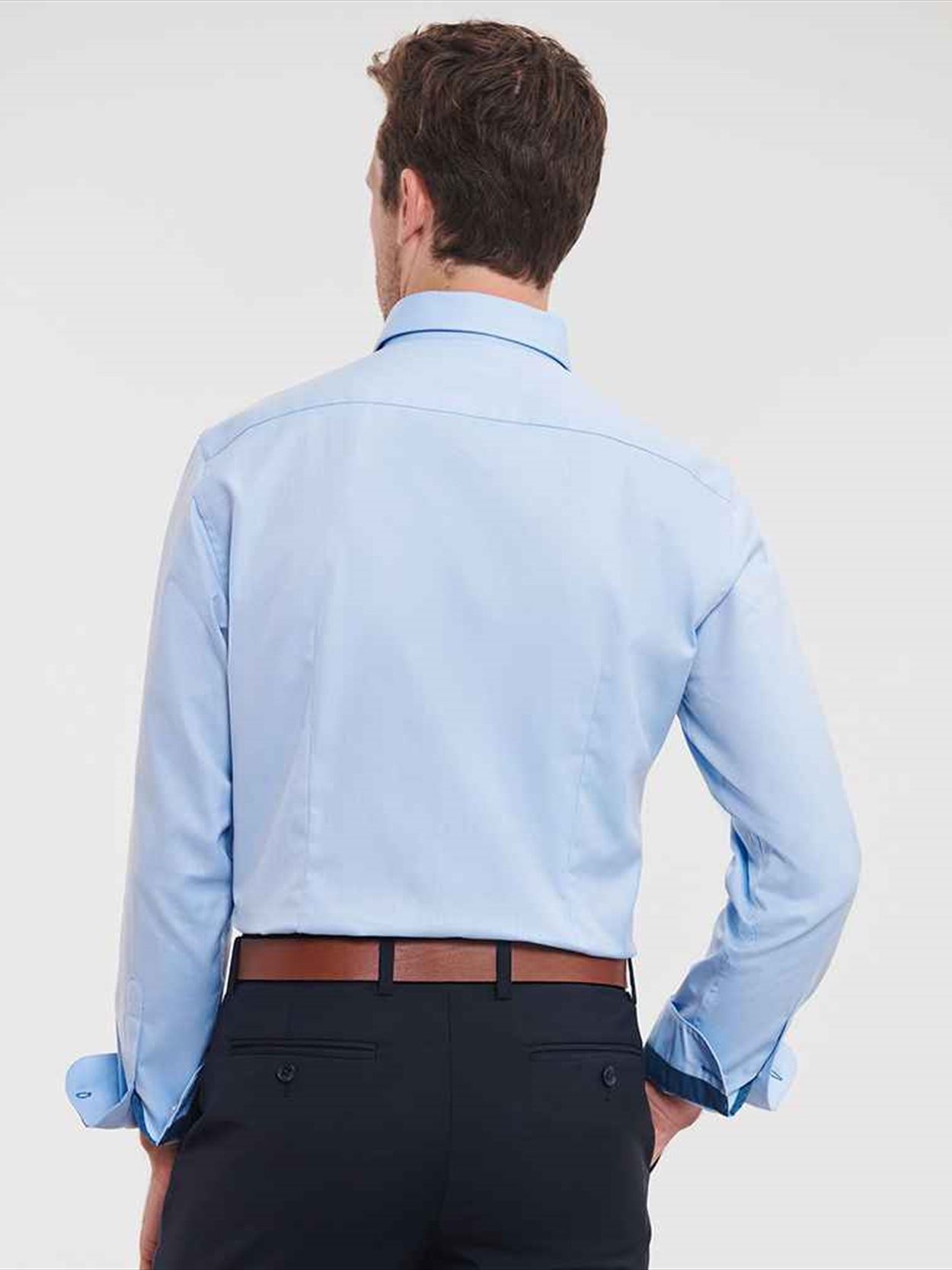 964M Russell Athletic Collection Long Sleeve Contrast Herringbone Shirt Image 2