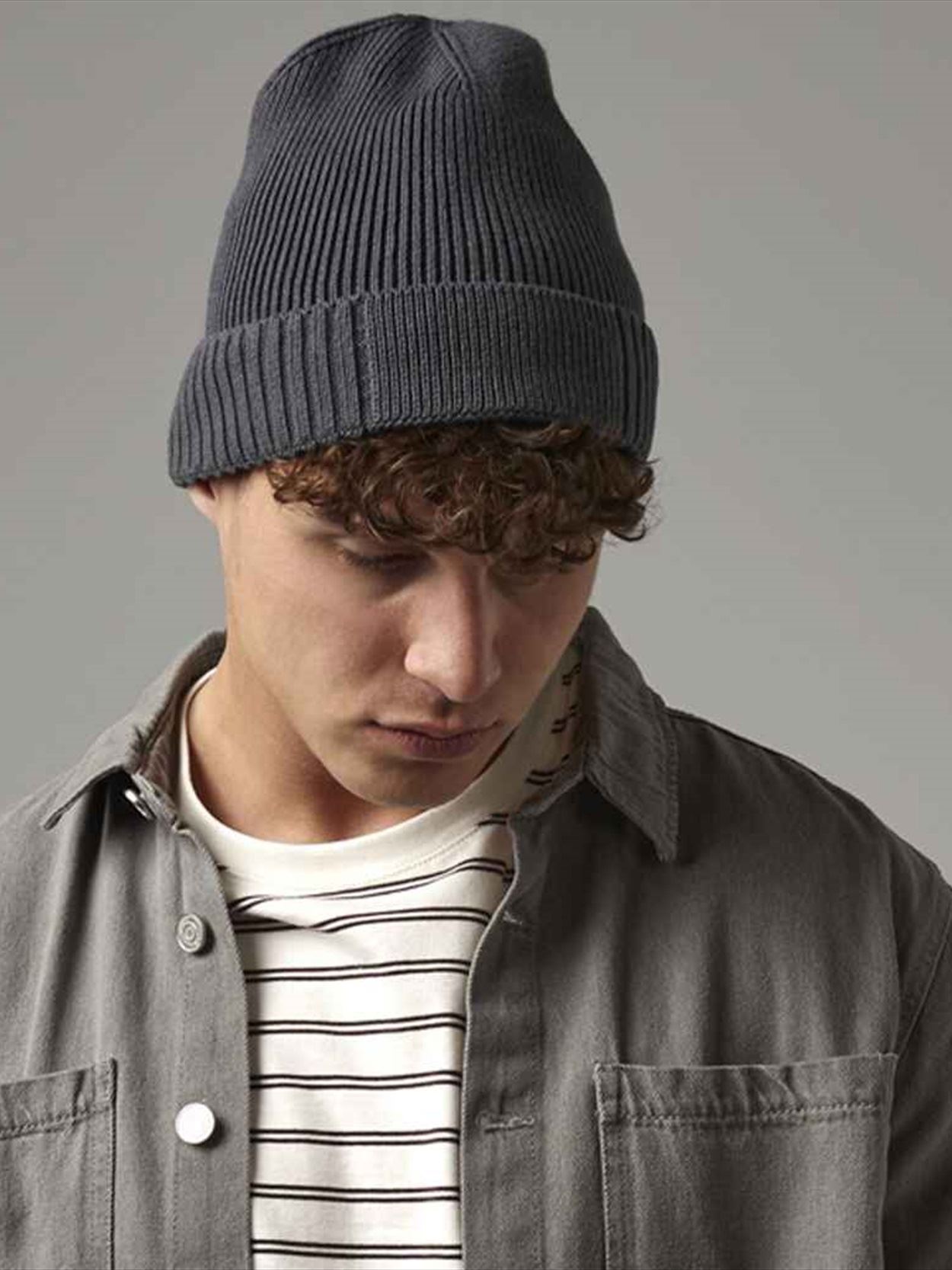 BB438N B438N Beechfield Organic Cotton Engineered Patch Beanie Image 2