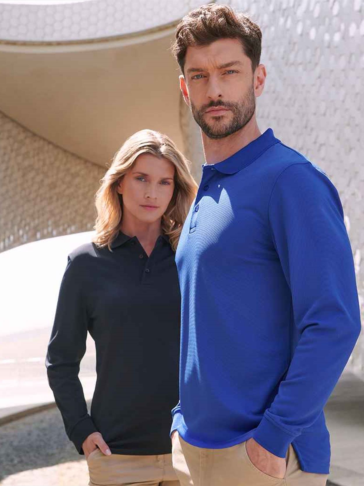 H478 Henbury Unisex Long Sleeve Coolplus® Piqué Polo Shirt Image 2