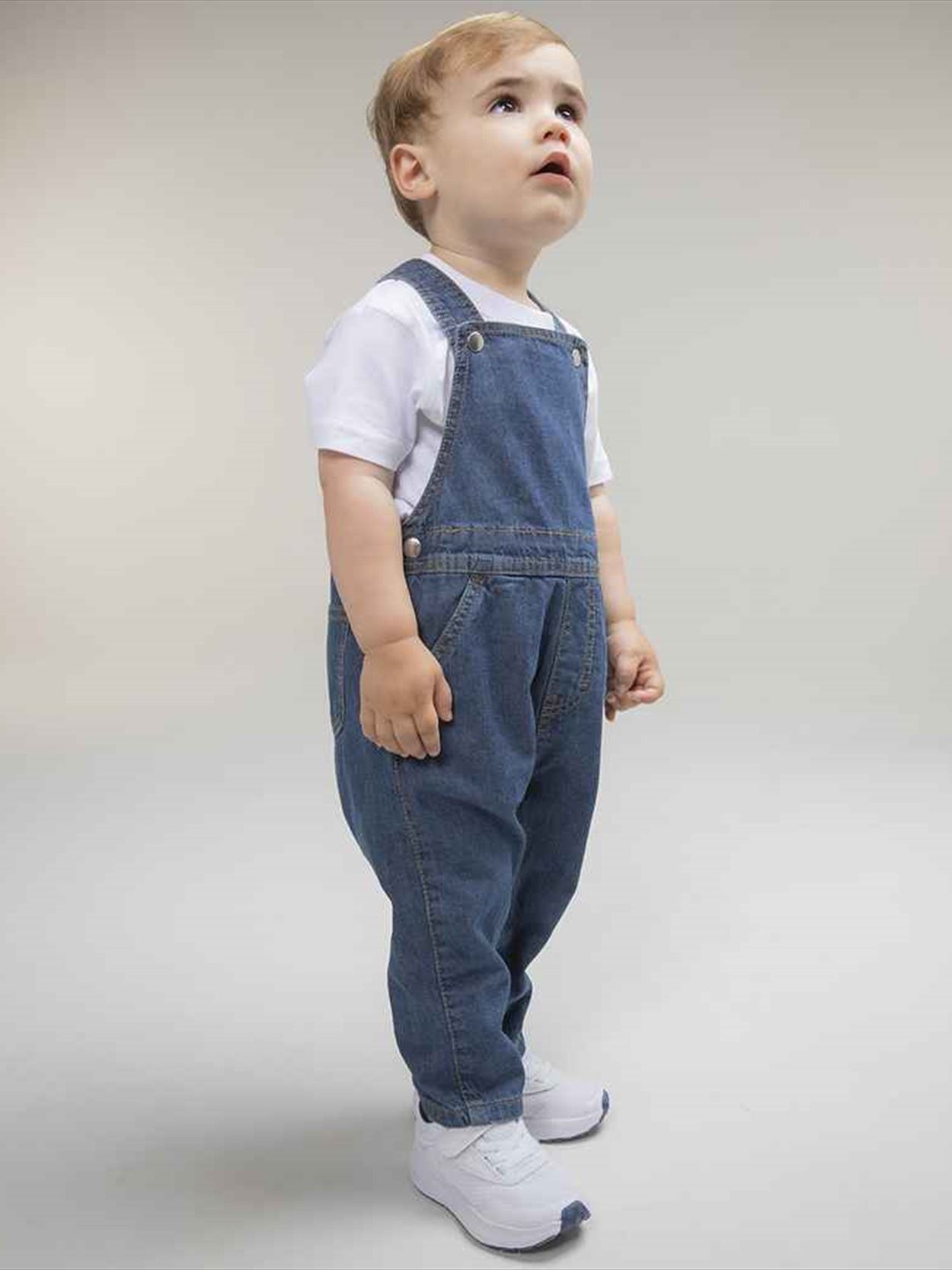 LW700 Larkwood Kids Denim Dungarees Image 1