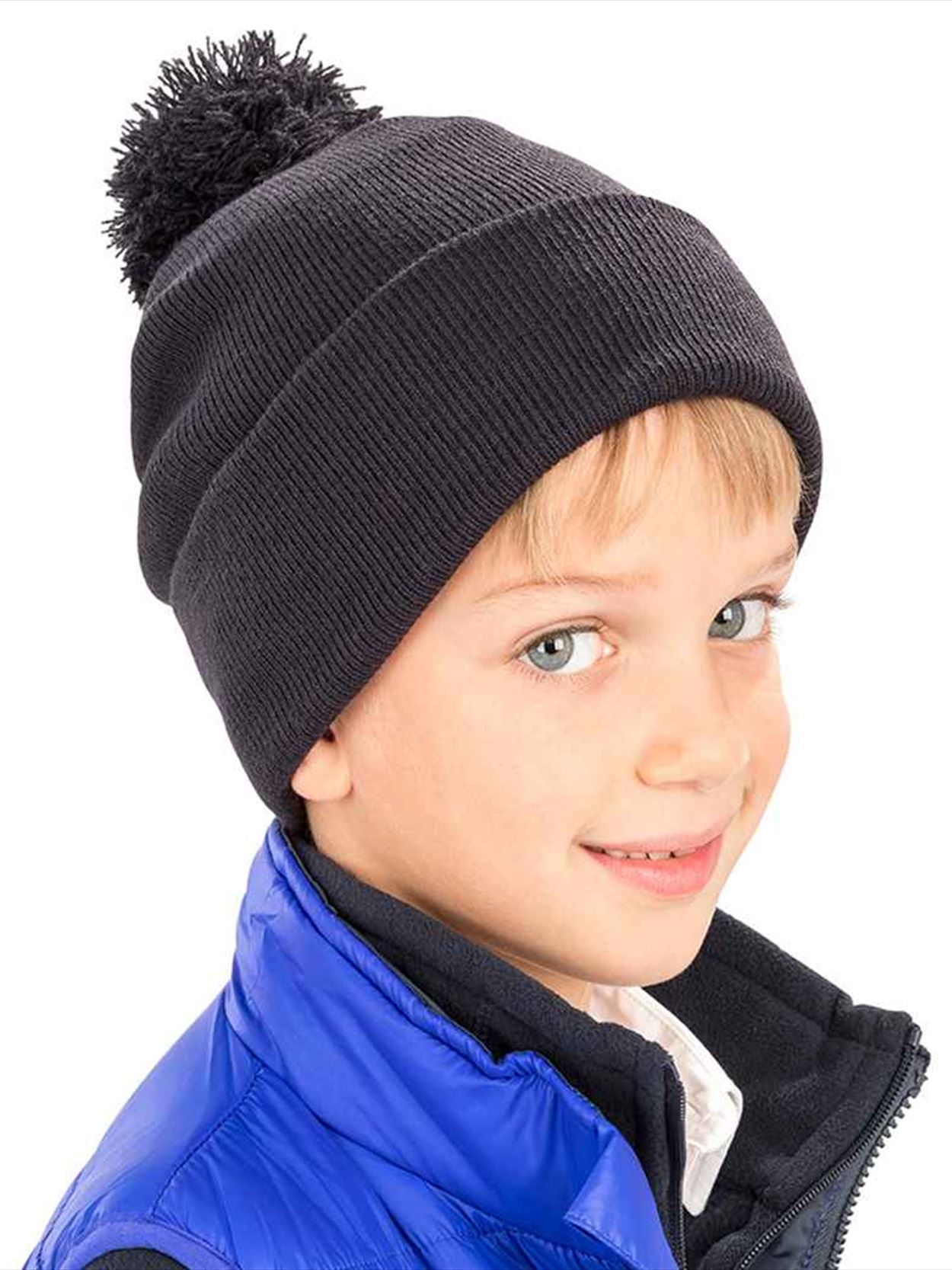 RC028B RC028J Result Core Kids Pom Pom Beanie Image 1