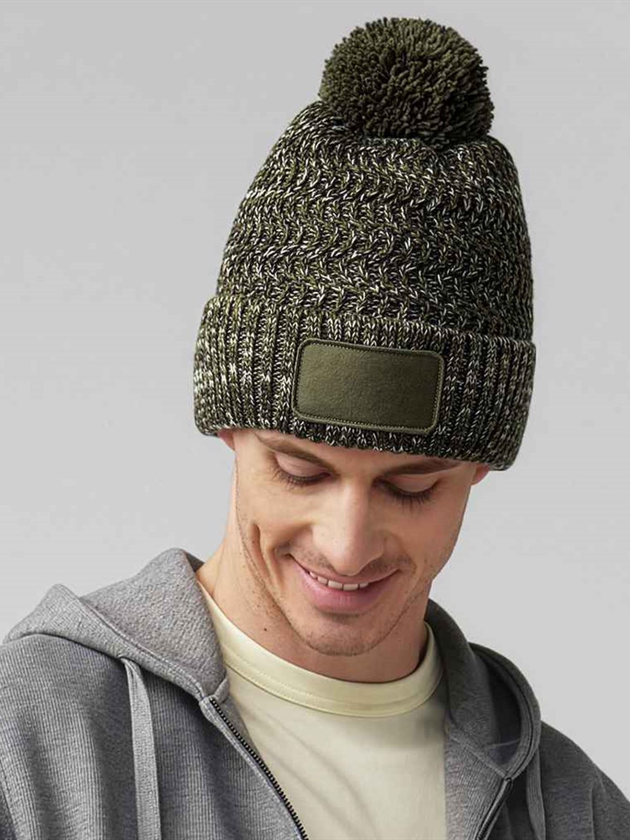 BB331 B331 Beechfield Ramble Patch Pom Beanie Image 1