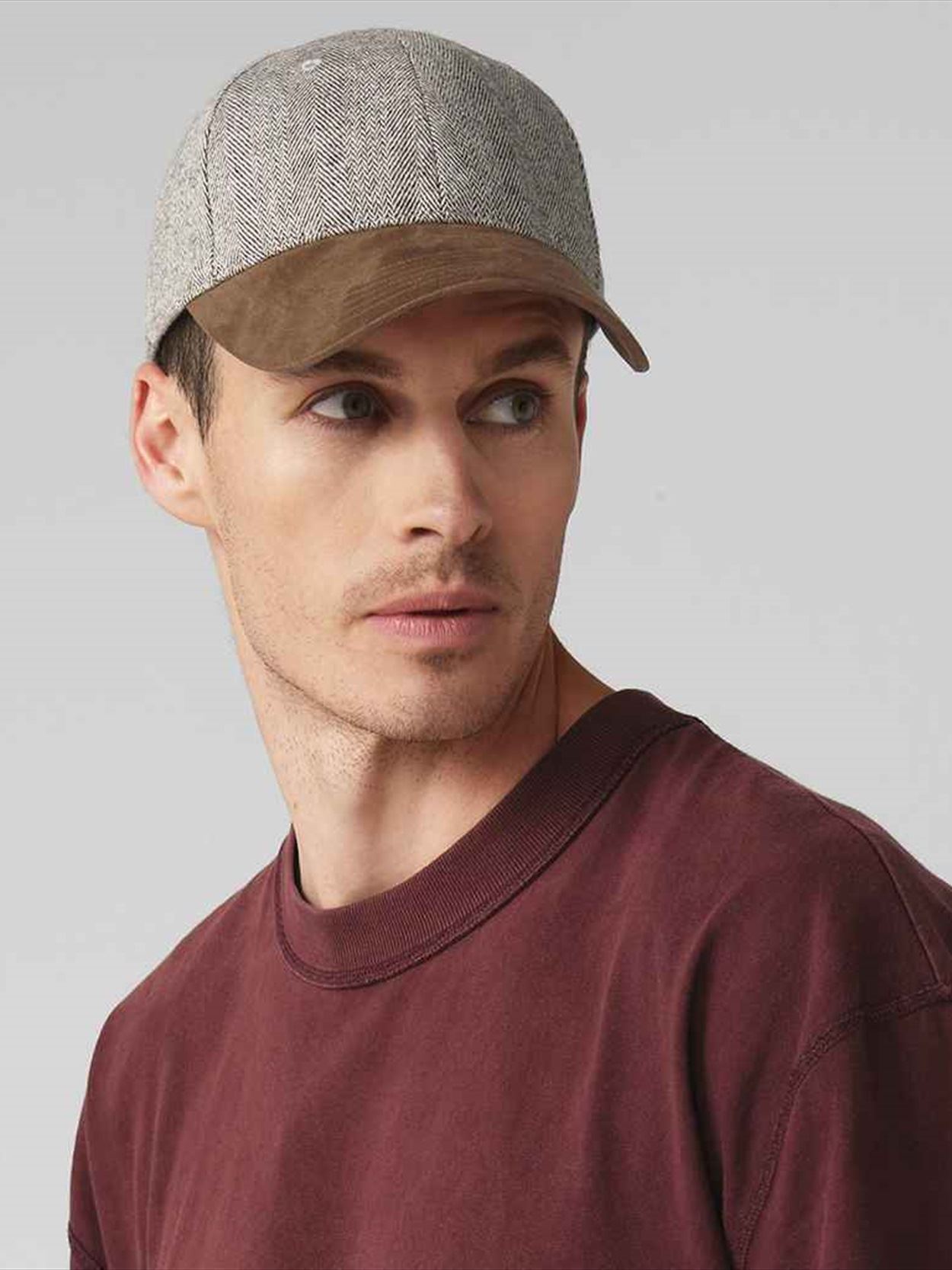 BB627 B627 Beechfield Suede Peak Herringbone Cap Image 1