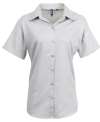 PR336 Women's Signature Oxford Short Sleeve Shirt Silver colour image