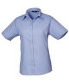PR302 Women's Short Sleeve Poplin Blouse Mid Blue colour image