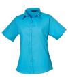 PR302 Women's short sleeve poplin blouse Turquoise colour image