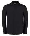 KK161 Mandarin collar fitted shirt long sleeved Black colour image
