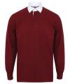 FR100 Long Sleeve Plain Rugby Shirt deep burgundy / White colour image
