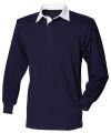 FR100 Long Sleeve Plain Rugby Shirt Navy / White colour image