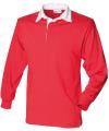 FR100 Long Sleeve Plain Rugby Shirt Red / White colour image