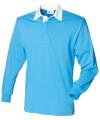 FR100 Long Sleeve Plain Rugby Shirt Surf Blue / White colour image
